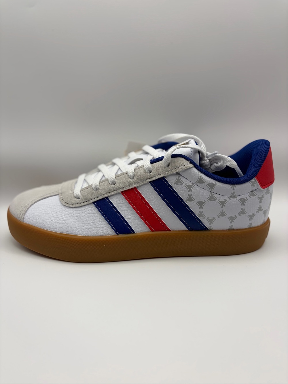 adidas VL Court 3.0 K World Cup Kids Size 5 White Red Blue Gum NIB